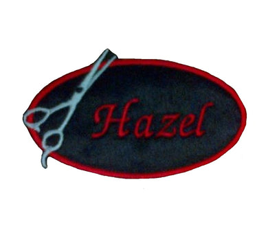 Motif Patch Personalised Name Work Uniform Hairdressing Scissors