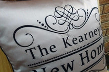 Luxury Personalised 16" Cushion FLOCK New Home Est. Scroll