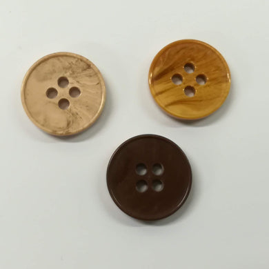 Buttons Plastic Round 4 hole 15mm (1.5cm) Fake wood