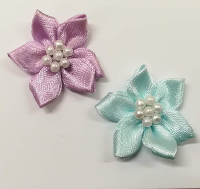 Trimmings Ribbon 2.5cm Ribbon Flowers with Pearl Beads