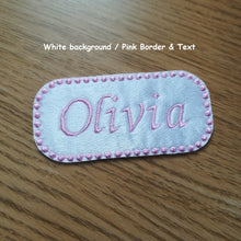 Motif Patch Pom Pom Border Personalised Name Tag Rectangle