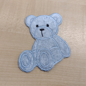 1 x Motif Patch Plush Velvet Sitting Teddy Bear