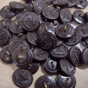 Buttons Plastic Round Shank 20mm (2cm) Dark brown Anchor design