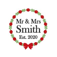 Motif Patch Personalised Text Fancy Frame Flower Wreath with Bow