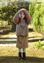 Knitting Pattern Leaflet James C Brett JB657 CHUNKY Jacket / Scarf / Mittens