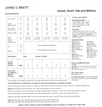 Knitting Pattern Leaflet James C Brett JB657 CHUNKY Jacket / Scarf / Mittens