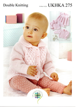 Knitting Pattern Leaflet UKHKA 275 DK Baby Cardigans / Dress