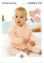 Knitting Pattern Leaflet UKHKA 276 DK Baby Cable Cardigan / Sweater / Slipover