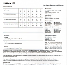 Knitting Pattern Leaflet UKHKA 276 DK Baby Cable Cardigan / Sweater / Slipover