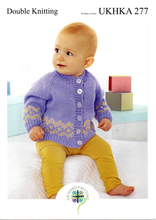 Knitting Pattern Leaflet UKHKA 277 DK Baby Colourwork Raglan Cardigan / Hat