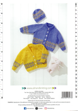 Knitting Pattern Leaflet UKHKA 277 DK Baby Colourwork Raglan Cardigan / Hat