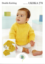 Knitting Pattern Leaflet UKHKA 278 DK Baby Raglan Cardigan / Sweater