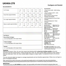 Knitting Pattern Leaflet UKHKA 278 DK Baby Raglan Cardigan / Sweater