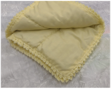 Handmade Soft Fluffy Pom Pom Crochet Trimmed Fabric Lined Baby Car Seat Blanket