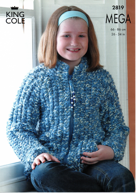 Knitting Pattern Leaflet King Cole 2819 MEGA Chunky Kids Sweater & Jacket
