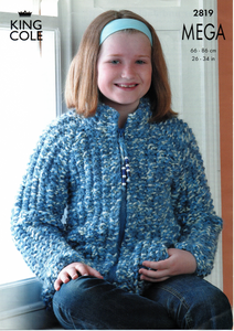 Knitting Pattern Leaflet King Cole 2819 MEGA Chunky Kids Sweater & Jacket