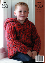 Knitting Pattern Leaflet King Cole 2819 MEGA Chunky Kids Sweater & Jacket