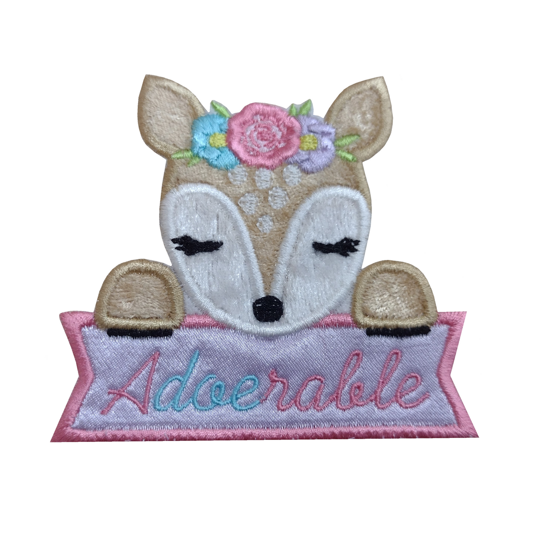 Motif Patch Personalised Name Banner Cute Fawn