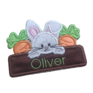 Motif Patch Personalised Name Bunny Carrot Garden