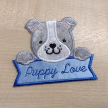 Motif Patch Personalised Name Banner Cute Bulldog Puppy