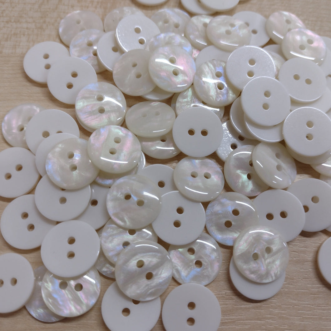 Buttons Plastic Round MOP Effect 15mm (1.5cm)