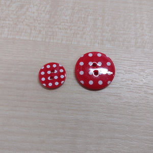 Buttons Plastic Round 2 Hole Polka Dots 1.5cm / 2.4cm
