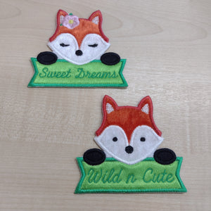 Motif Patch Personalised Name Banner Cute Fox