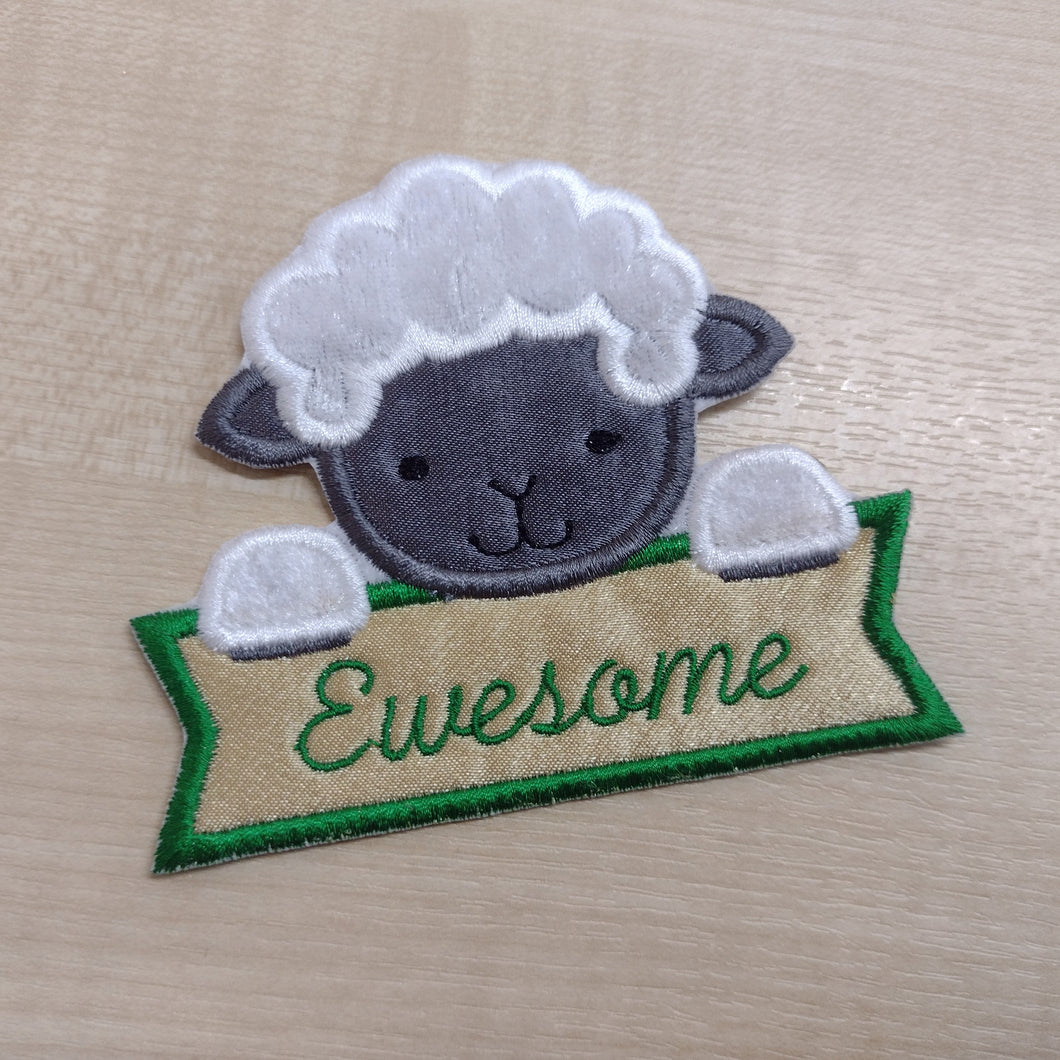 Motif Patch Personalised Name Banner Cute Lamb Sheep Farmcore