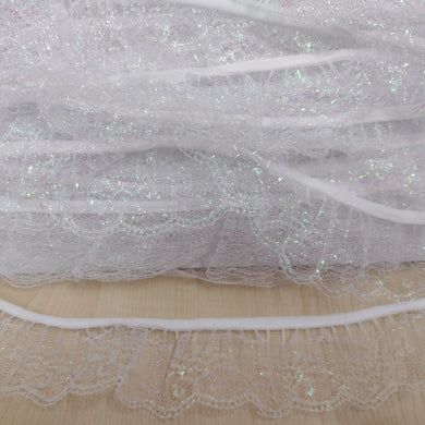 Lace Frilled 45mm wide (4.5cm) Iridescent sparkle