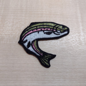 Motif Patch Leaping Rainbow Trout Fish