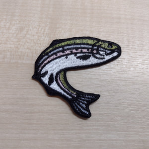 Motif Patch Leaping Rainbow Trout Fish