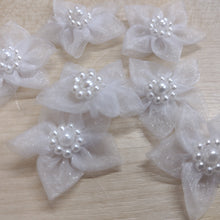 Trimmings Ribbon 4cm Ribbon Flowers with Pearl Beads