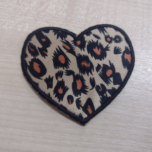 Motif Patch Leopard print Fabric Heart Hearts