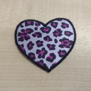Motif Patch Leopard print Fabric Heart Hearts