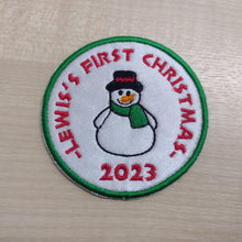 Motif Patch Personalised Name Baby's 1st Christmas Snowman