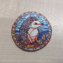 Motif Patch Stained Glass Window Theme Hedgehogs