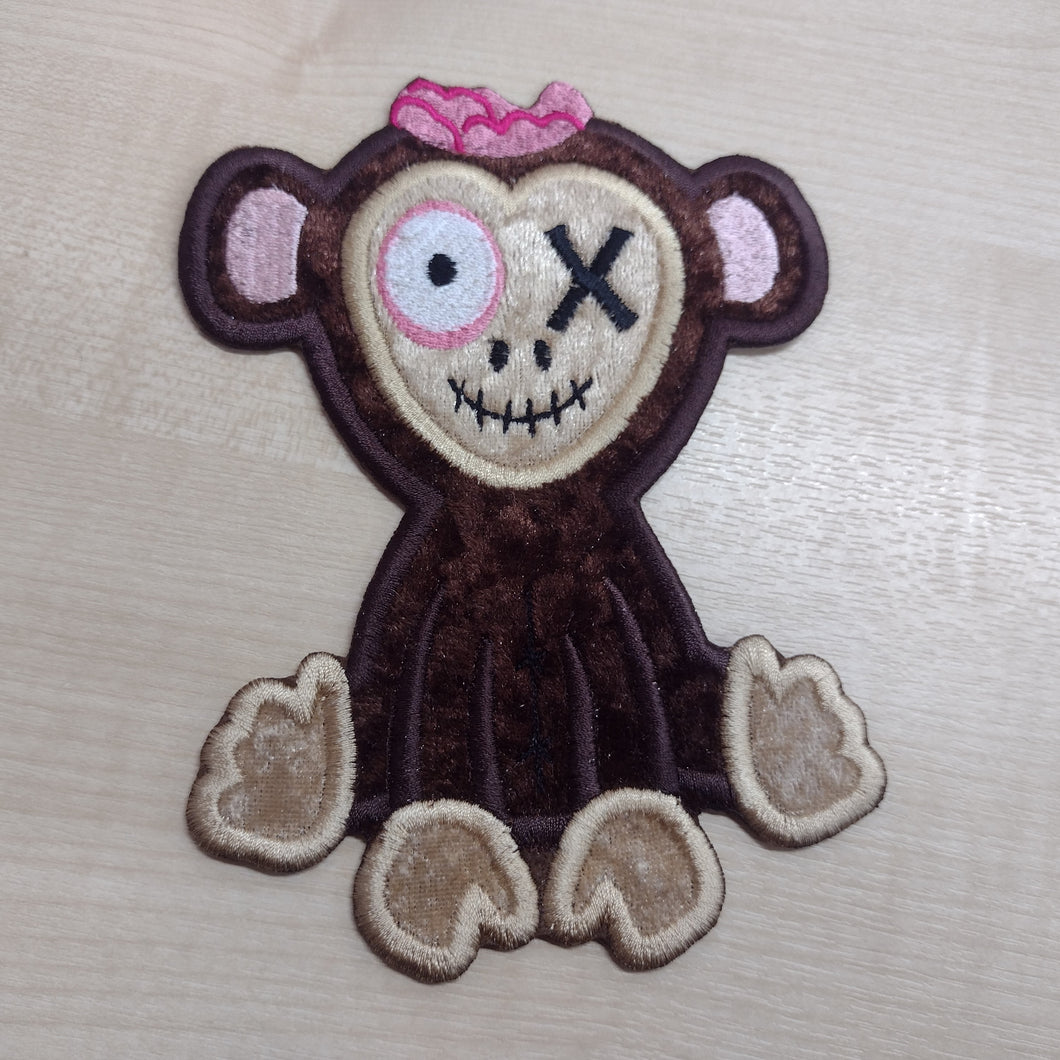 Motif Patch Plush Velvet Halloween Apocalypse Zombie Monkey