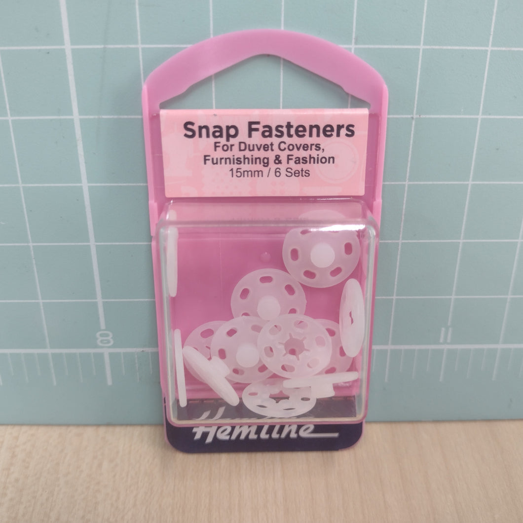Press Studs Snap Fasteners Plastic Clear Opaque 6 sets x 15mm