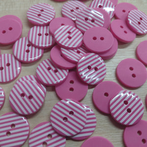 Buttons Plastic Round 2 Hole Candy Stripe 1.8cm (18mm)