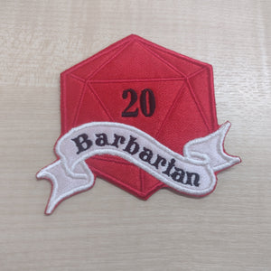 Motif Patch D20 Banner Dice RPG Class Barbarian