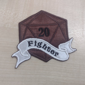 Motif Patch D20 Banner Dice RPG Class Fighter