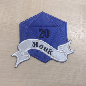 Motif Patch D20 Banner Dice RPG Class Monk