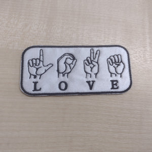 Patch LOVE Sign Language Hand Gesture & Word Typography