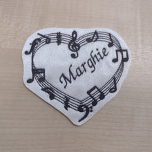 Motif Patch Personalised Name Musical Music Notes Heart