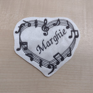 Motif Patch Personalised Name Musical Music Notes Heart