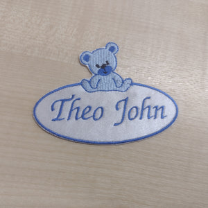 Motif Patch Personalised Name Teddy Bear Oval