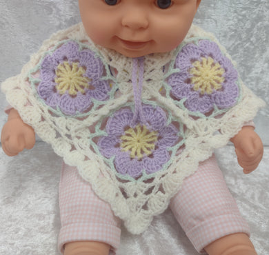 Handmade Baby Lacy Flower Crochet Poncho Wedding / Christening / Gift (Style B)