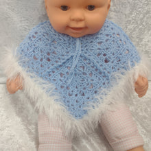 Handmade Baby Lacy Crochet Poncho Wedding / Christmas / Gift (Style C) Blue / White