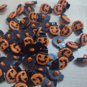 Buttons Shank Novelty Halloween Pumpkin Face Top hat