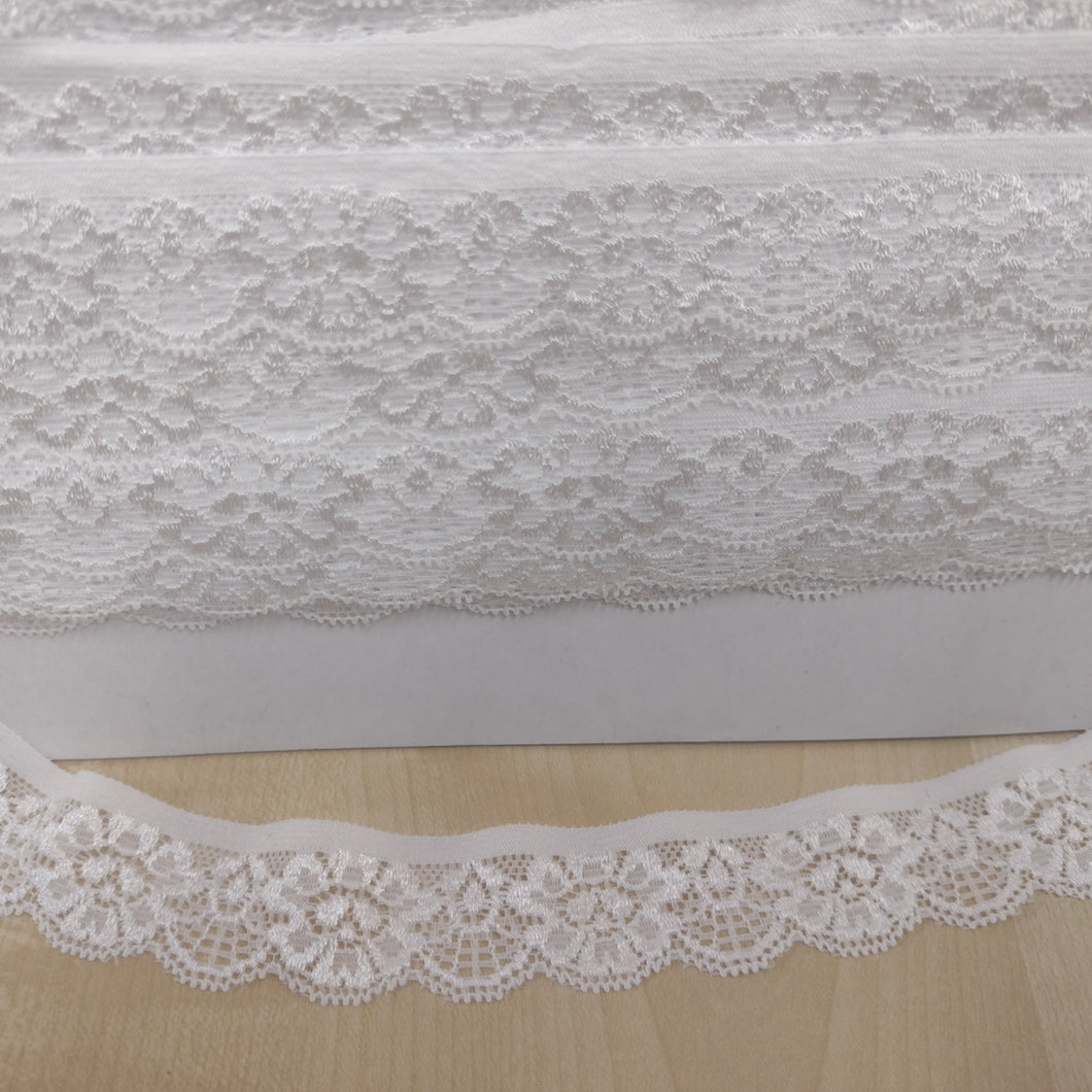 Stretch Lace Flat 25mm wide white